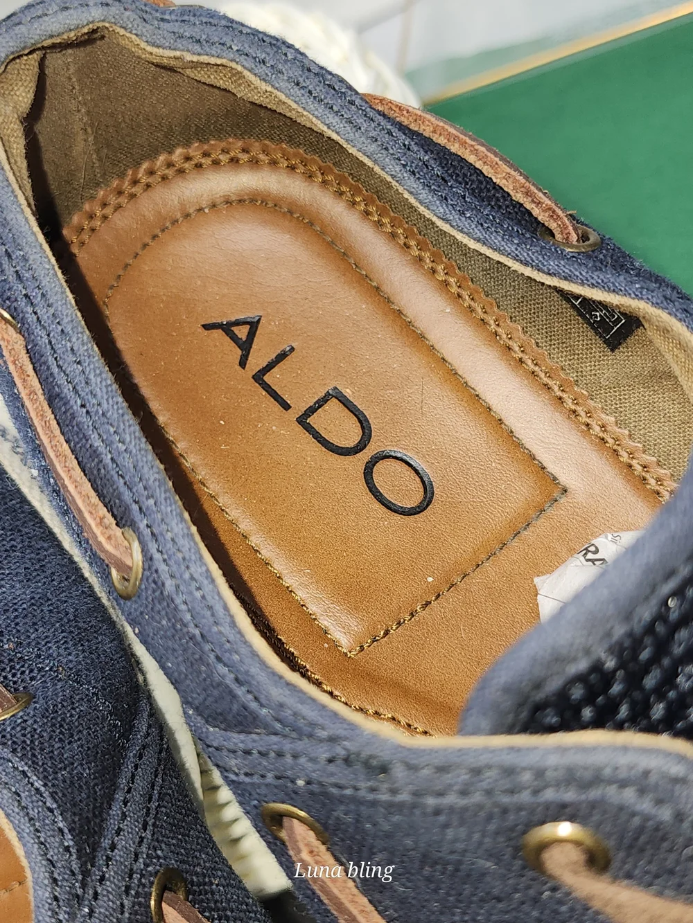 ALDO Men's Navy Mesh Boat Shoes with Brown Laces